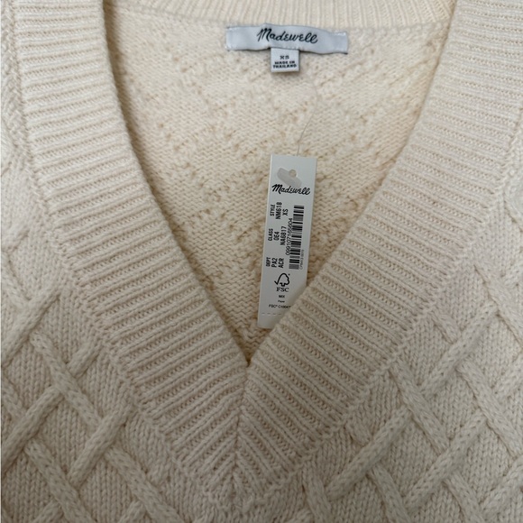 Madewell cream cable knit sweater vest size XS new with tags - Picture 2 of 3